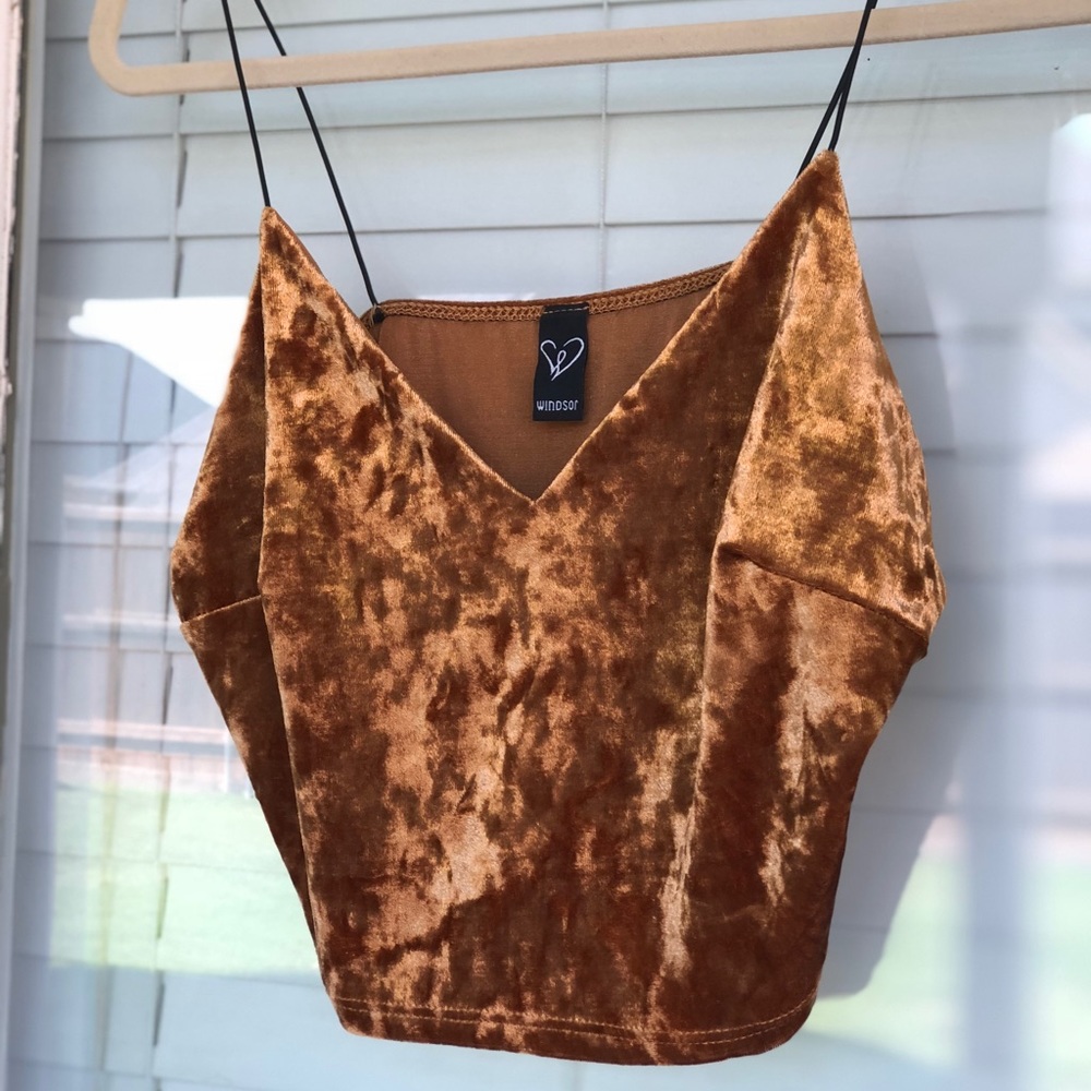 Boho gold velvet crop top Medium